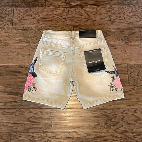 Homme + Femme Unisex Denim Wear Embroidered Shorts NWT Size 28 - Picture 2 of 16